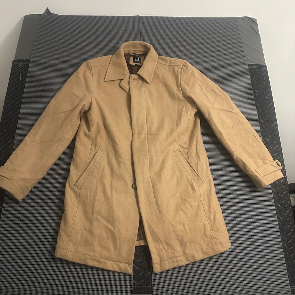GAP Men's Over Coat Camel Brown Wool Blend Size‎ Medium Pea Coat